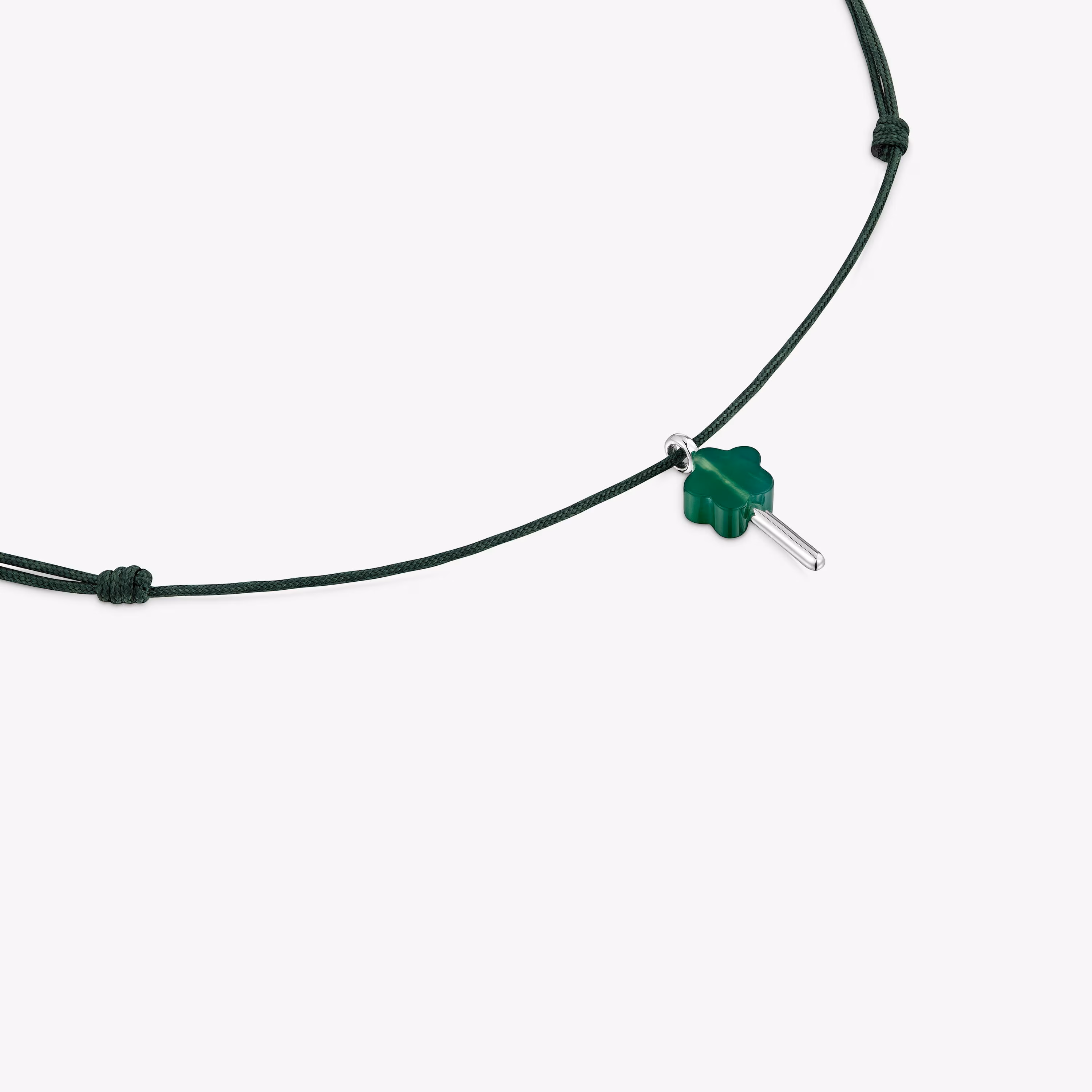 Collar de plata, nylon verde y calcedonia TOUS Unlock