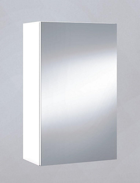 Miroir de salle de bain avec rangements 1 porte en blanc brillant, hauteur 65 x largeur 40 x profondeur 21 cm