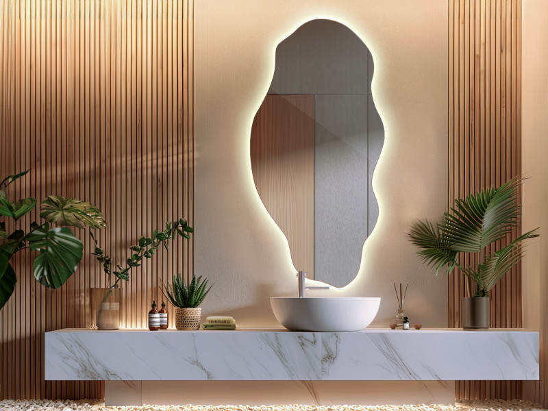 Nowoczesna forma lustra LED do łazienki z neutralnym światłem 40 × 80 cm