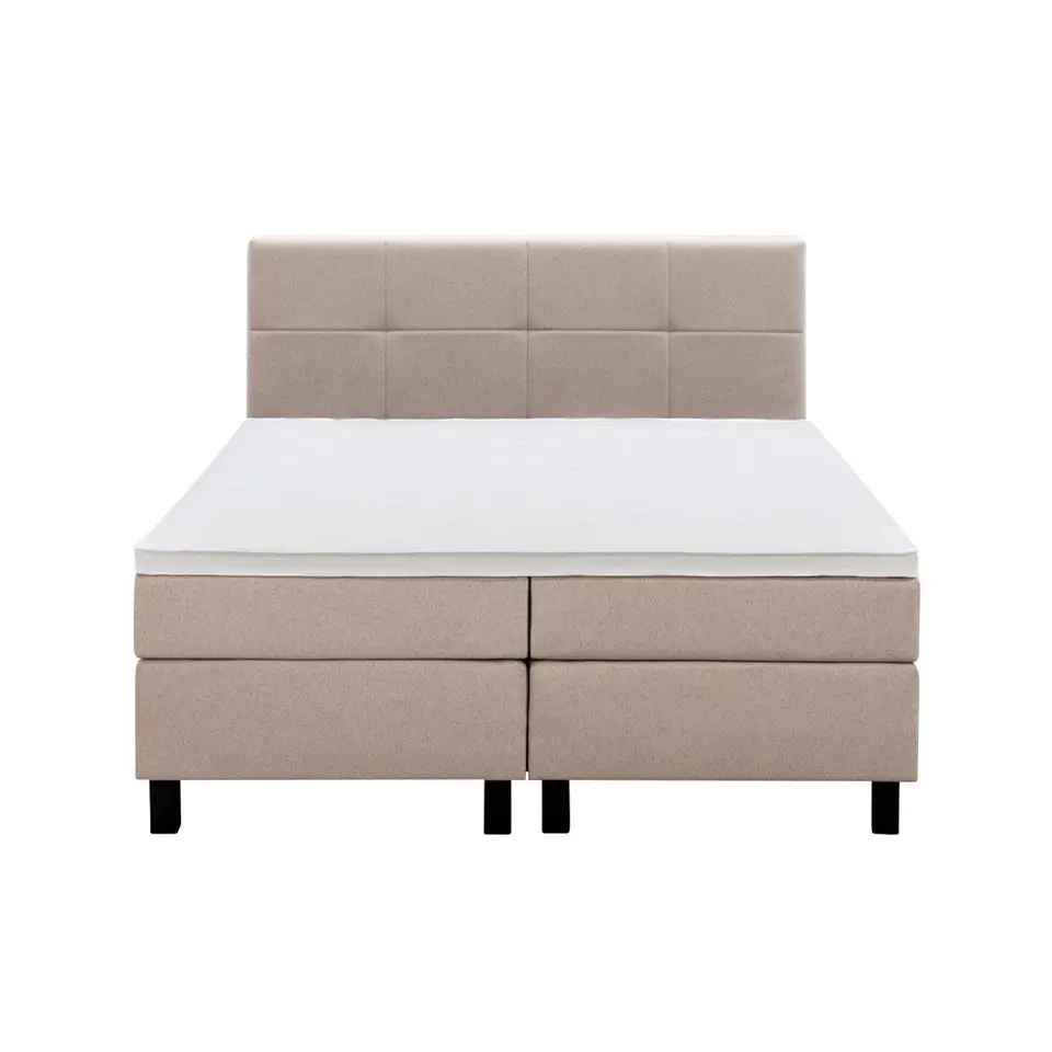 Boxspring Liv geblokt - beige - 180x200 cm - vierkante poot