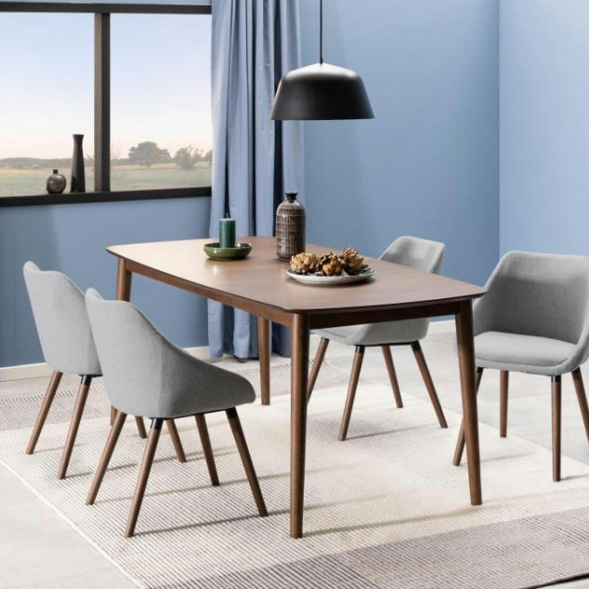 MONATRE - Table à manger extensible en bois foncé