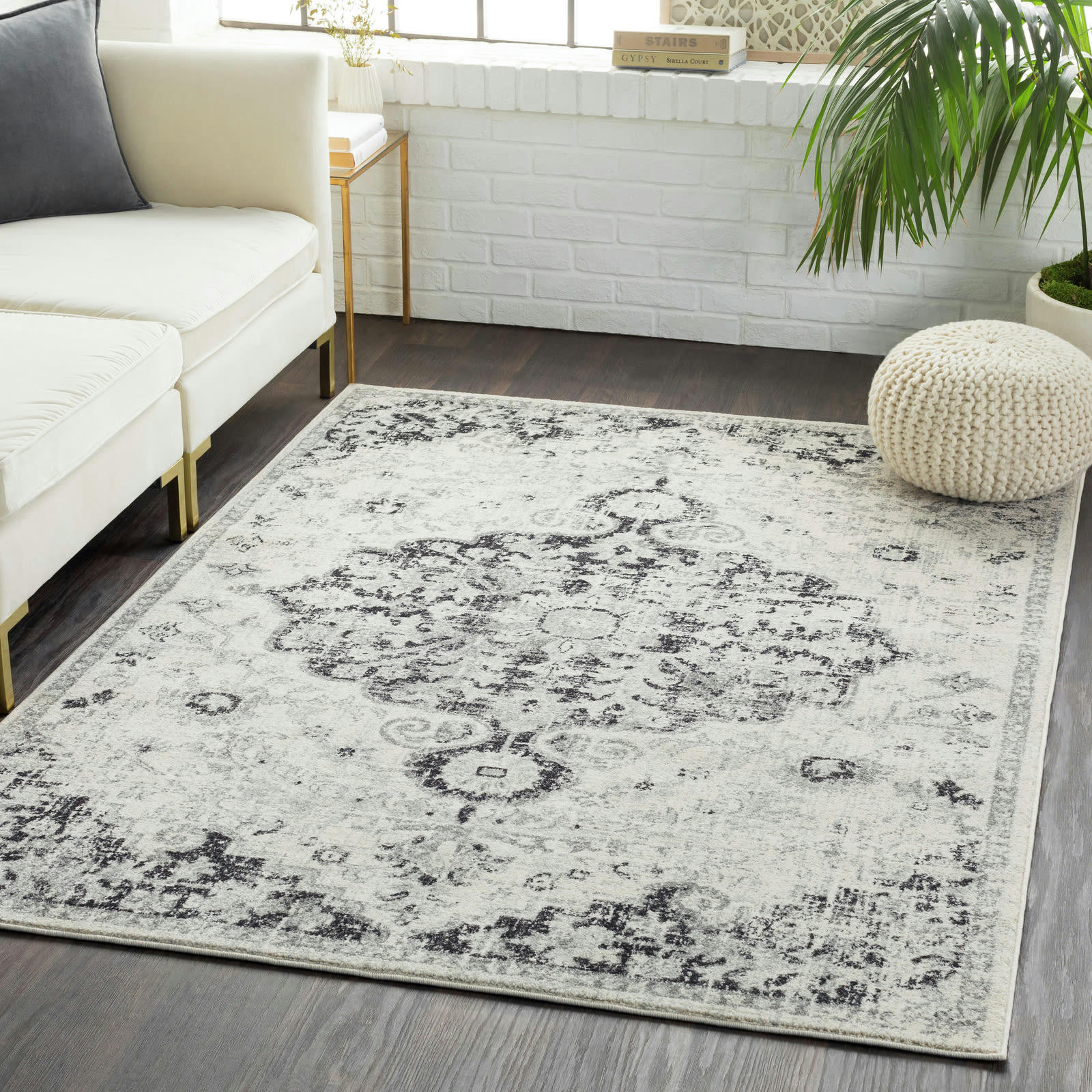 LOU - Tapis Vintage Oriental Gris/Noir 200x275