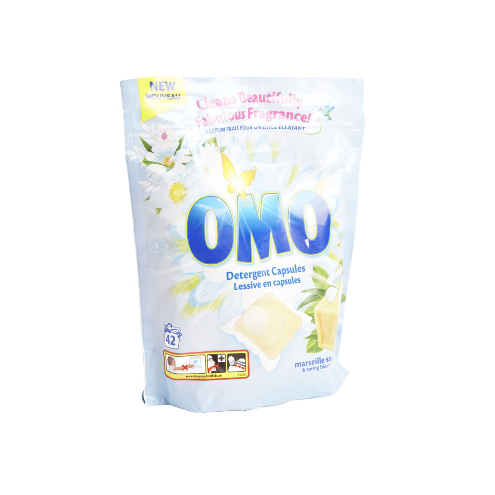 Lessive capsule OMO savon de marseille et fleur de printemps 42 pods