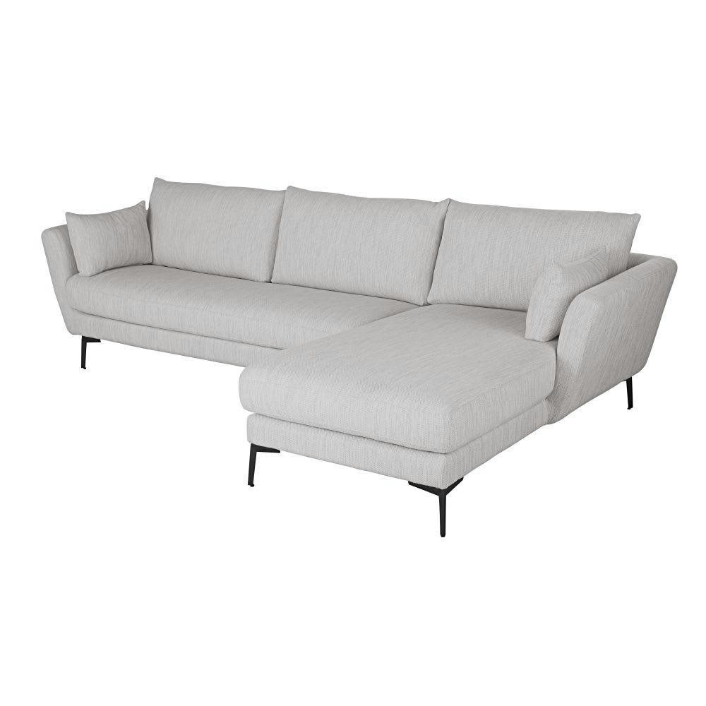 Prague - Canapé d'angle droit 4/5 places gris clair chiné