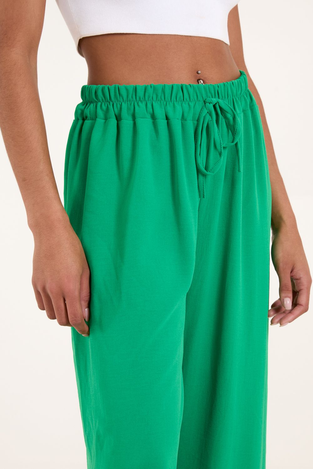 Blue Vanilla Drawstring Wide Leg Trousers