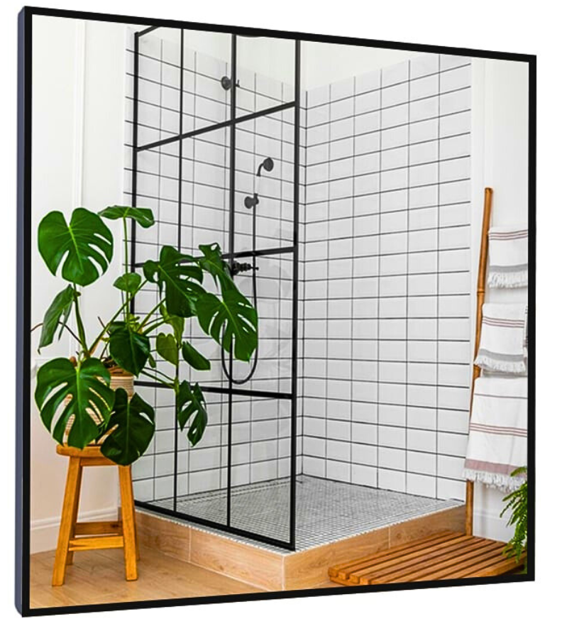 Lustro 80x80 W Czarnej Ramie Aluminiowej Mat Loft Bez Oświetlenia Loftowe