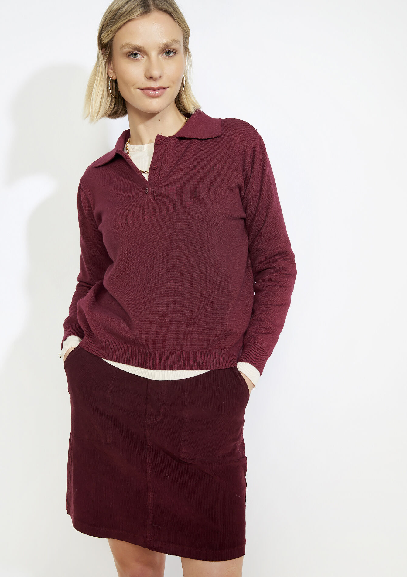 Lichtgebreide effen polotop