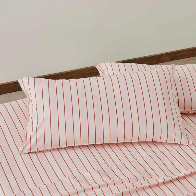 Stonewashed Cotton Sunset Stripe Paprika Pillowcases