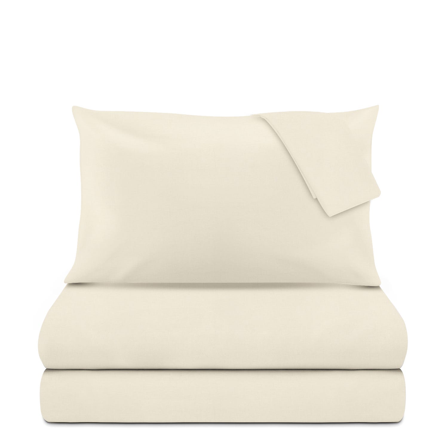 Completo letto matrimoniale cotone tinta unita burro