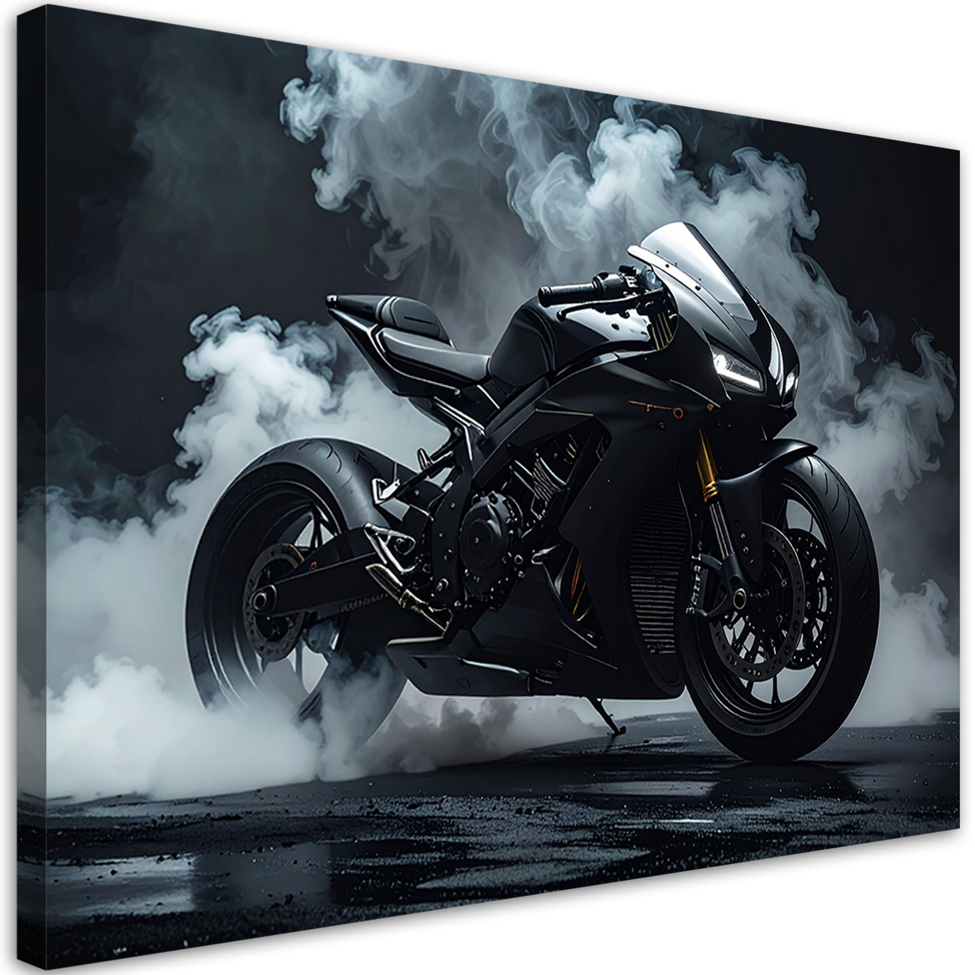 Obraz do salonu biura pokoju młodzieżowego, Czarny Motocykl Motor 30x20