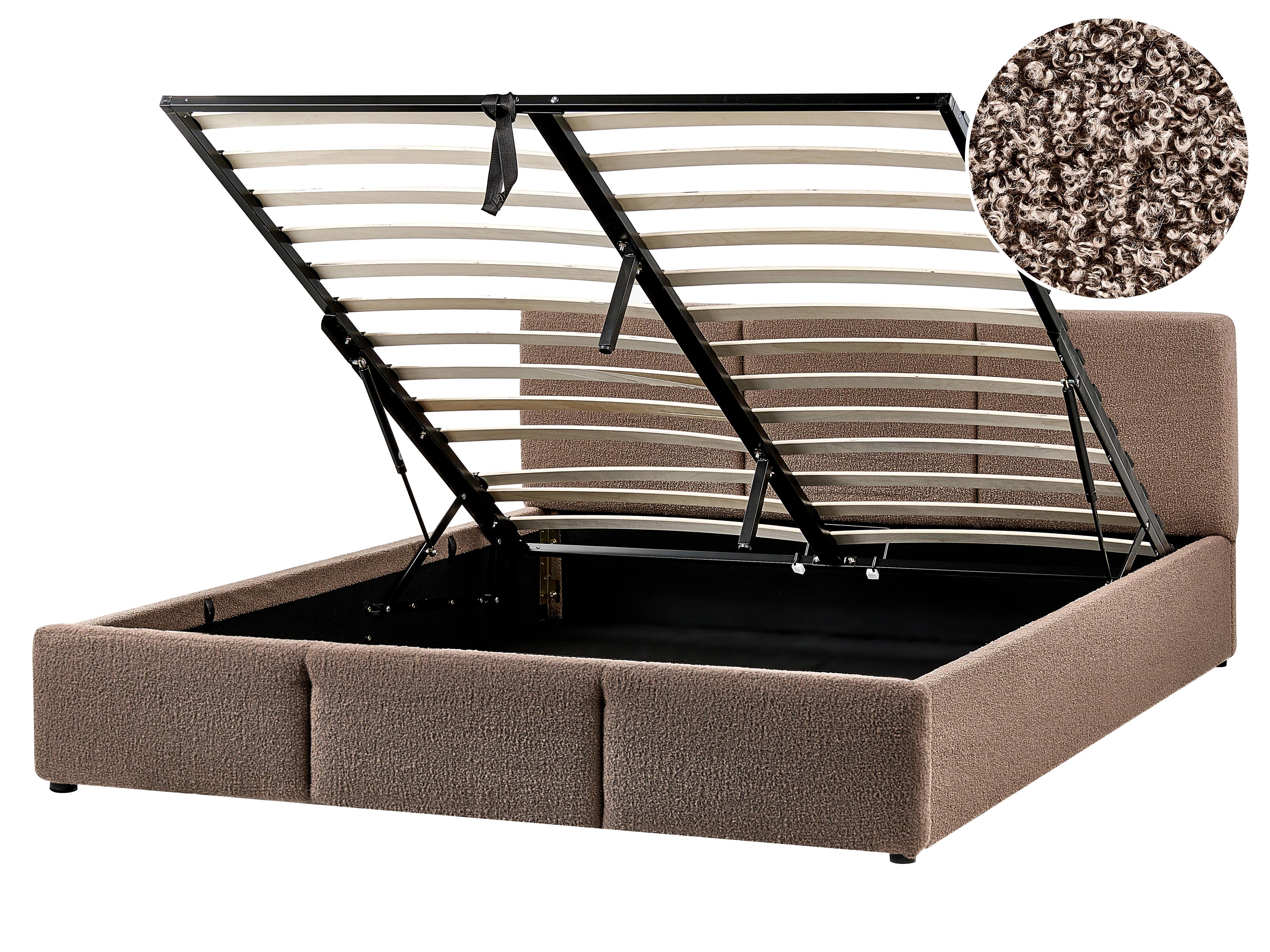 Ottoman Bed Boucle BOUSSE 140 x 200 cm (EU Double) Taupe