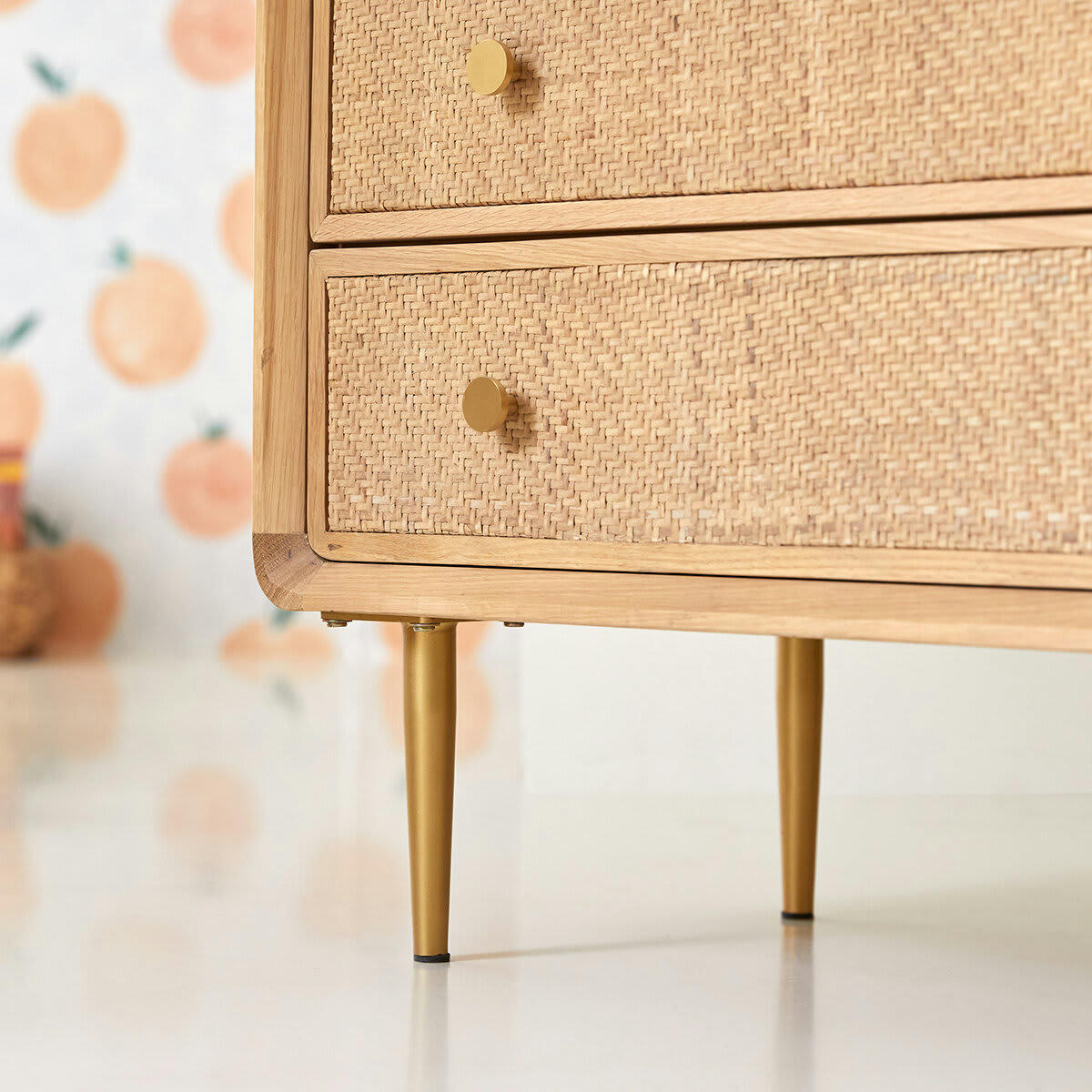 COME - Commode enfant en chêne massif et cannage