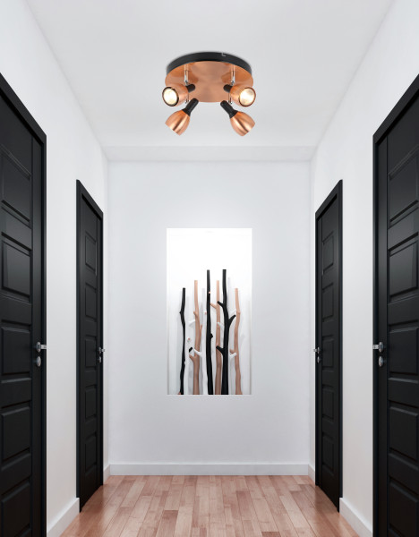 Lampa sufitowa miedziano-czarna CROSS 4xGU10x50W wym: 16x35x35 cm Candellux