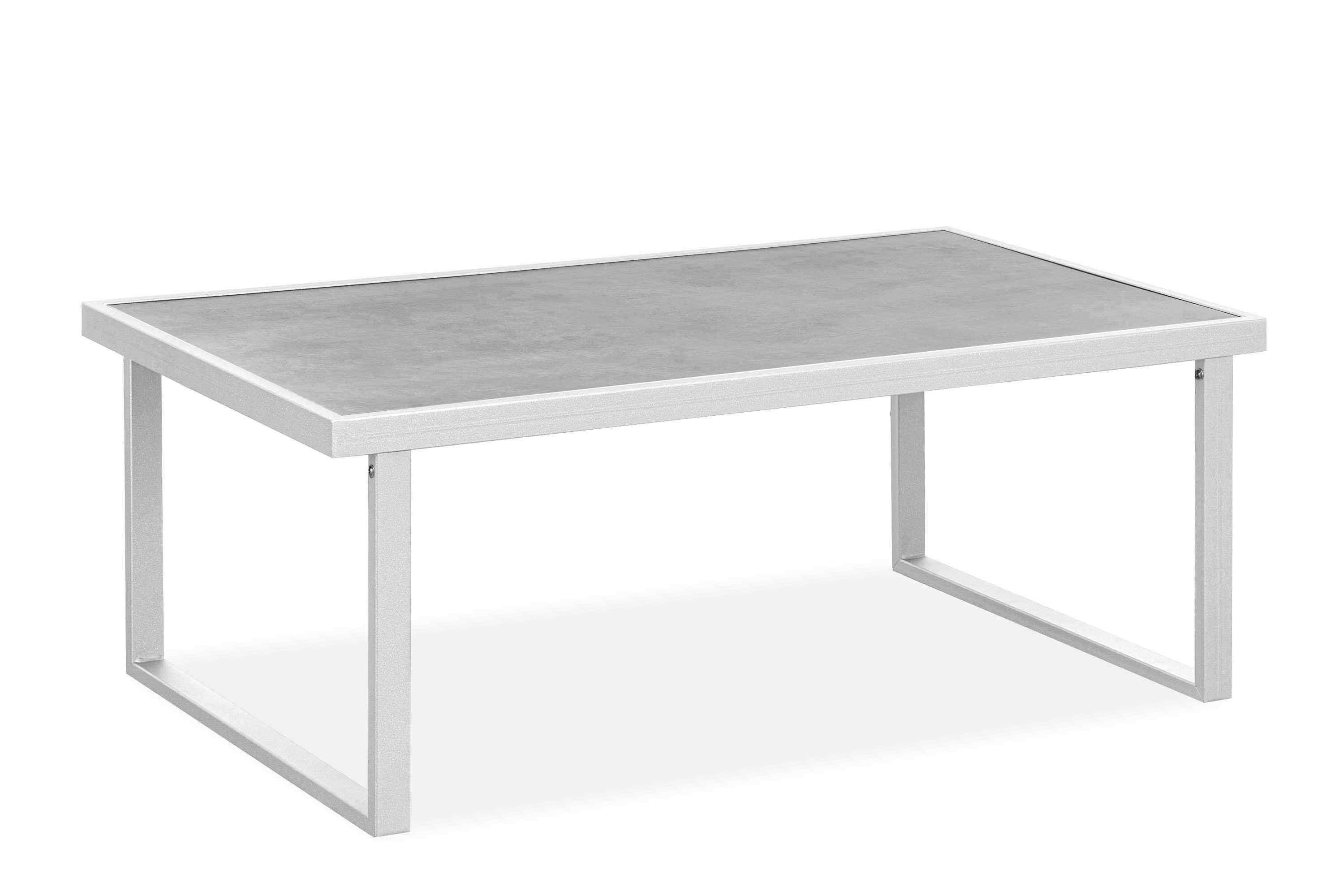 KONSIMO FRENA Stolik ogrodowy stalowy, biały, styl loftowy 118 x 65 cm