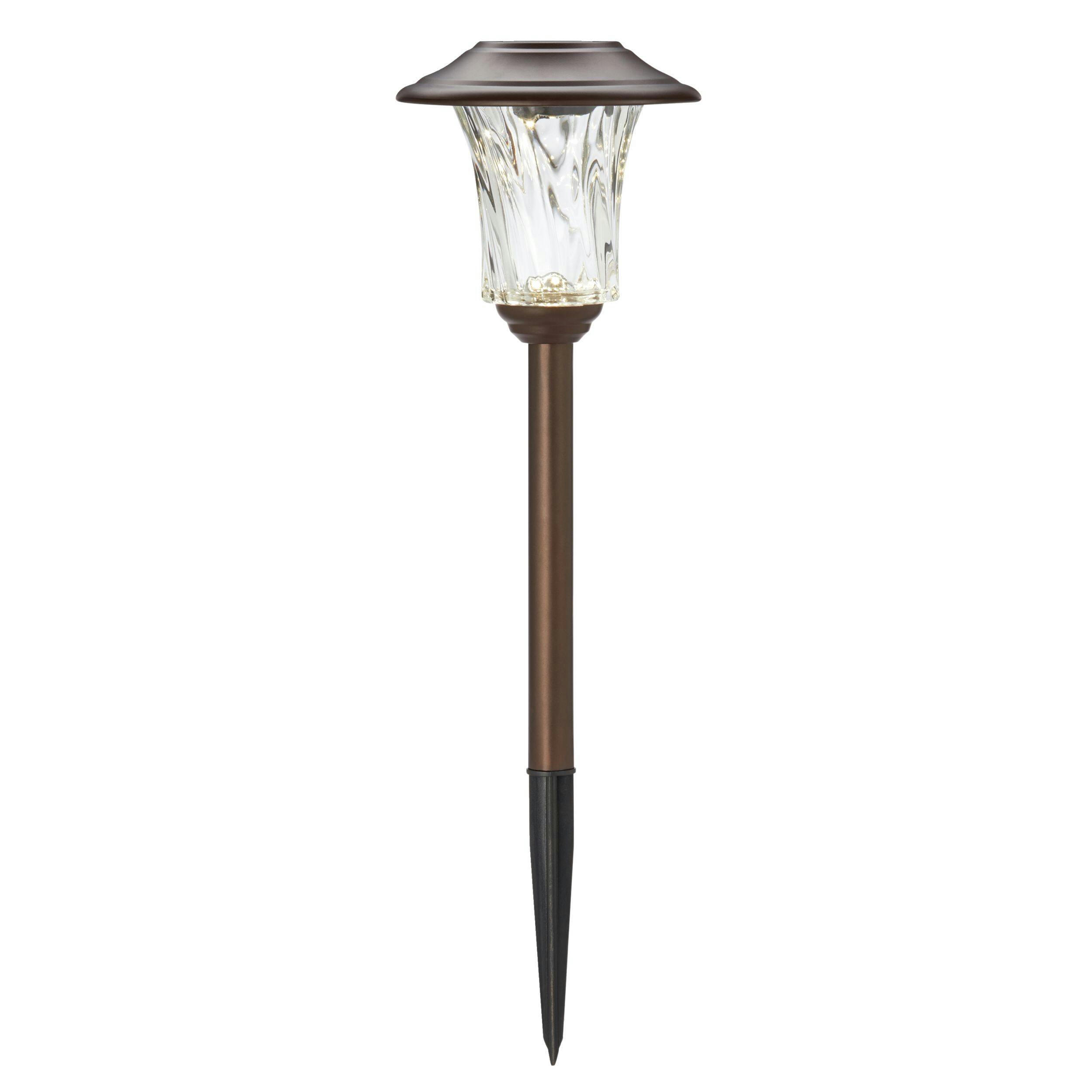 NOMA Outdoor White LED Solar Lake Effect Glass Garden & Pathway Stake Lights, 2-pk