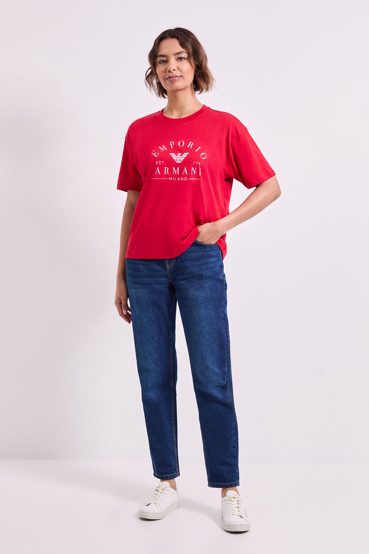 Emporio Armani Iconic Logoband S/Slv Crew Neck T-Shirt Loose Fit Red