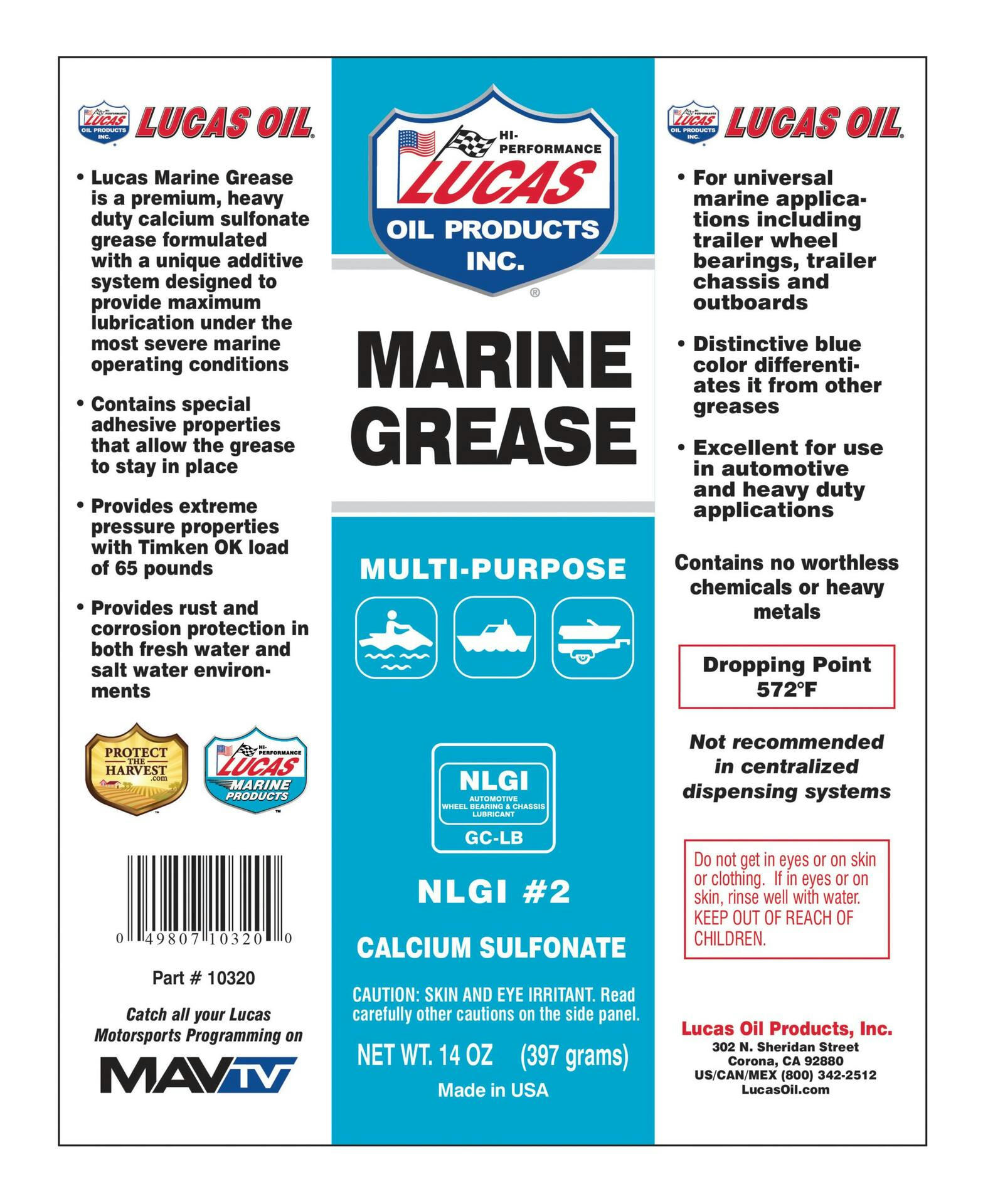 Lucas Oil Marine Grease, 400-g
