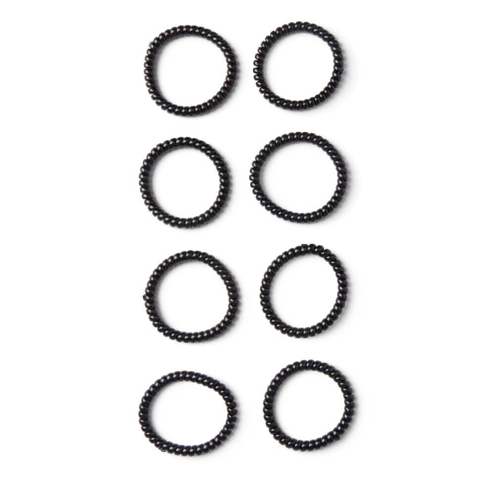 Lot de 8 élastiques à cheveux spirale caoutchouc noir
