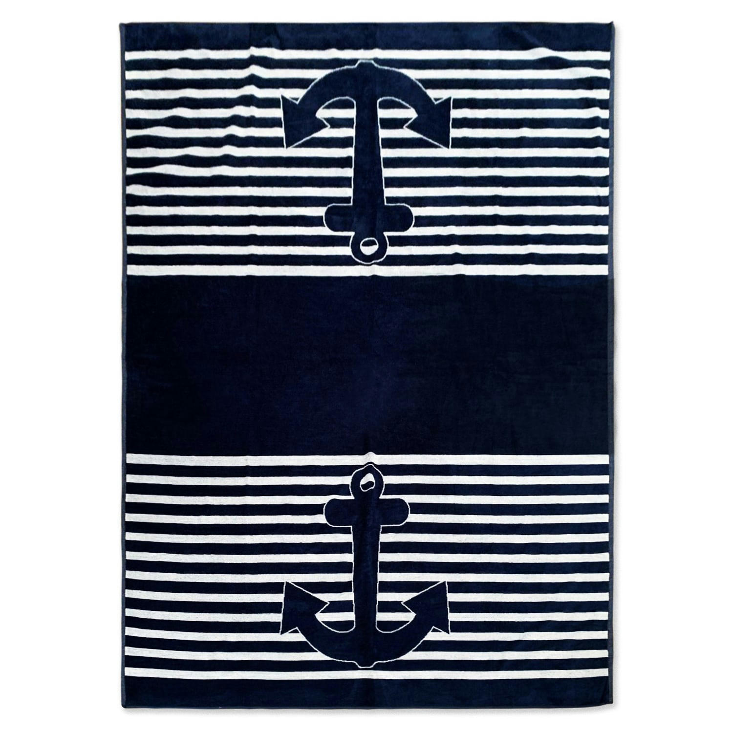 PLAGE - Serviette de plage éponge velours Jacquard Skipper 140x200 420g/m²