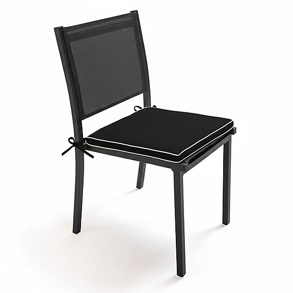 Lot de 4 galettes de chaises unies carrées 40 cm noirOviala