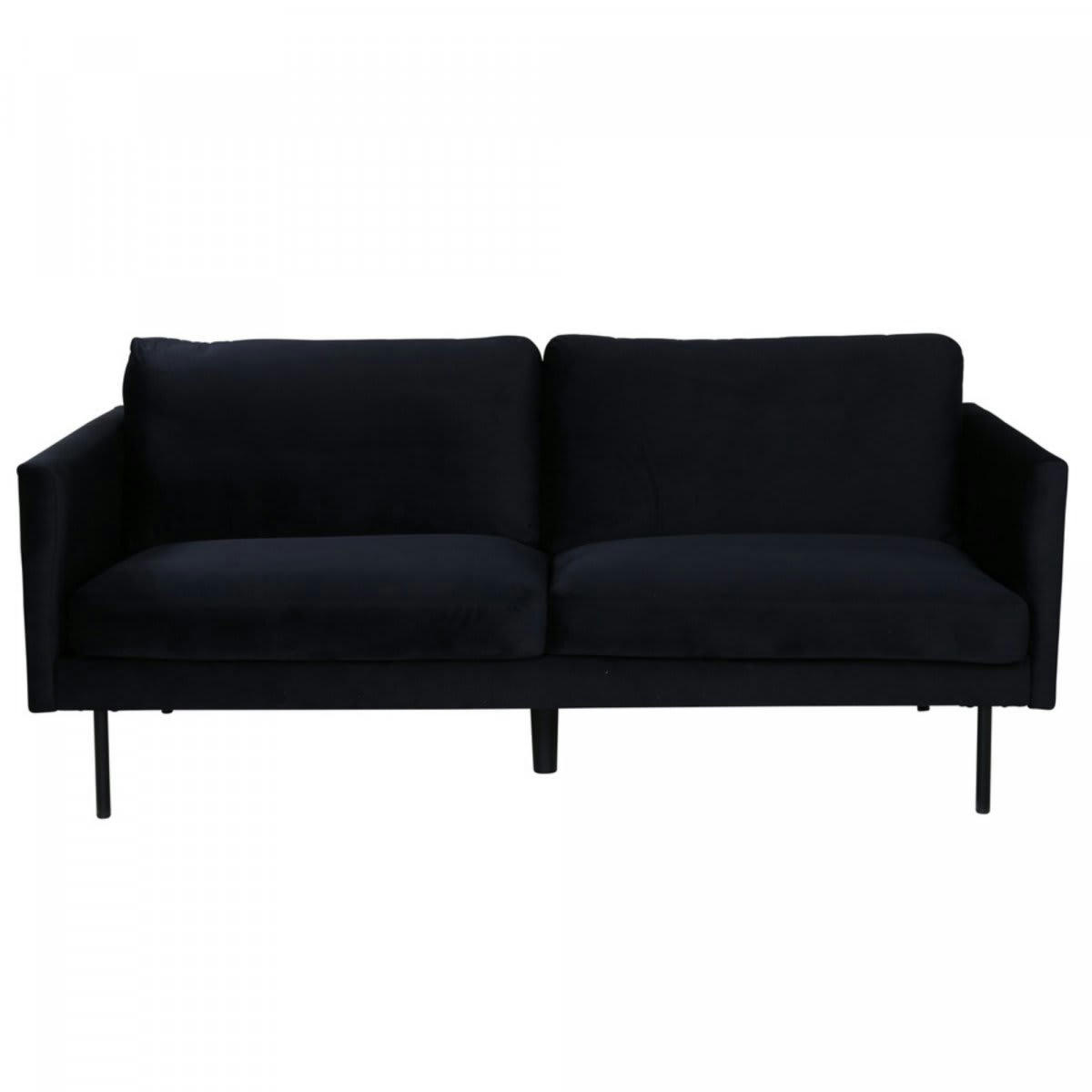SOLAP - Canapé 2 places en velours noir