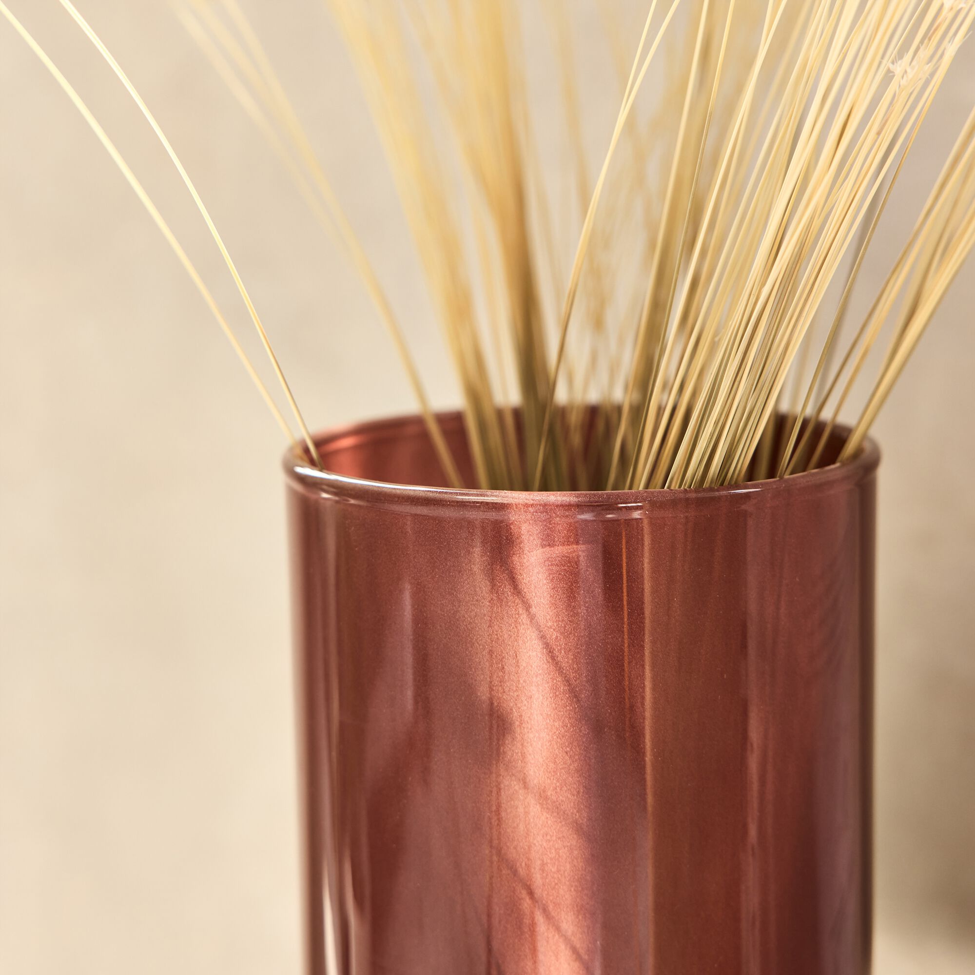 ARCOMIE - Vase tube en verre H23cm - marron
