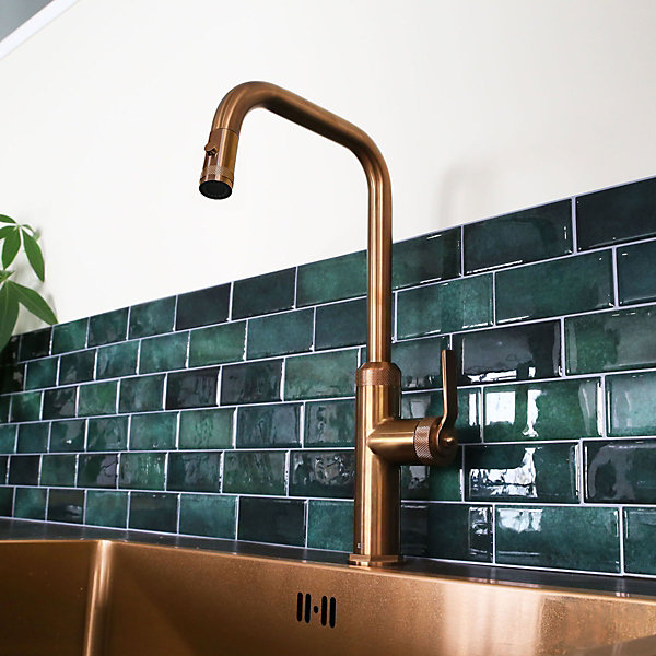 Mitigeur évier à douchette extractible cuivre brossé Essebagno Molette