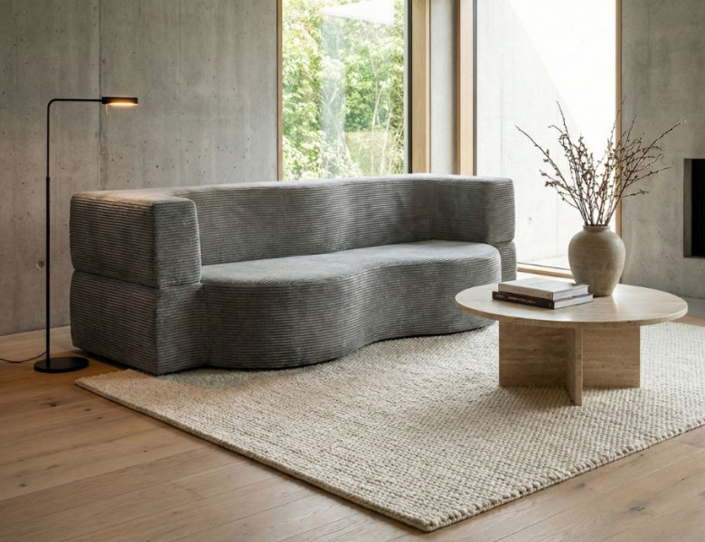 Sofa piankowa Arc z funkcją spania szary sztruks