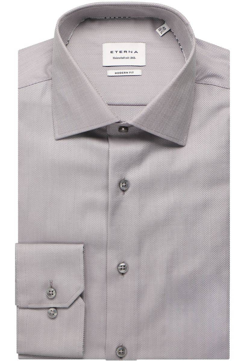 ETERNA Modern Fit Hemd stahlgrau, Strukturiert