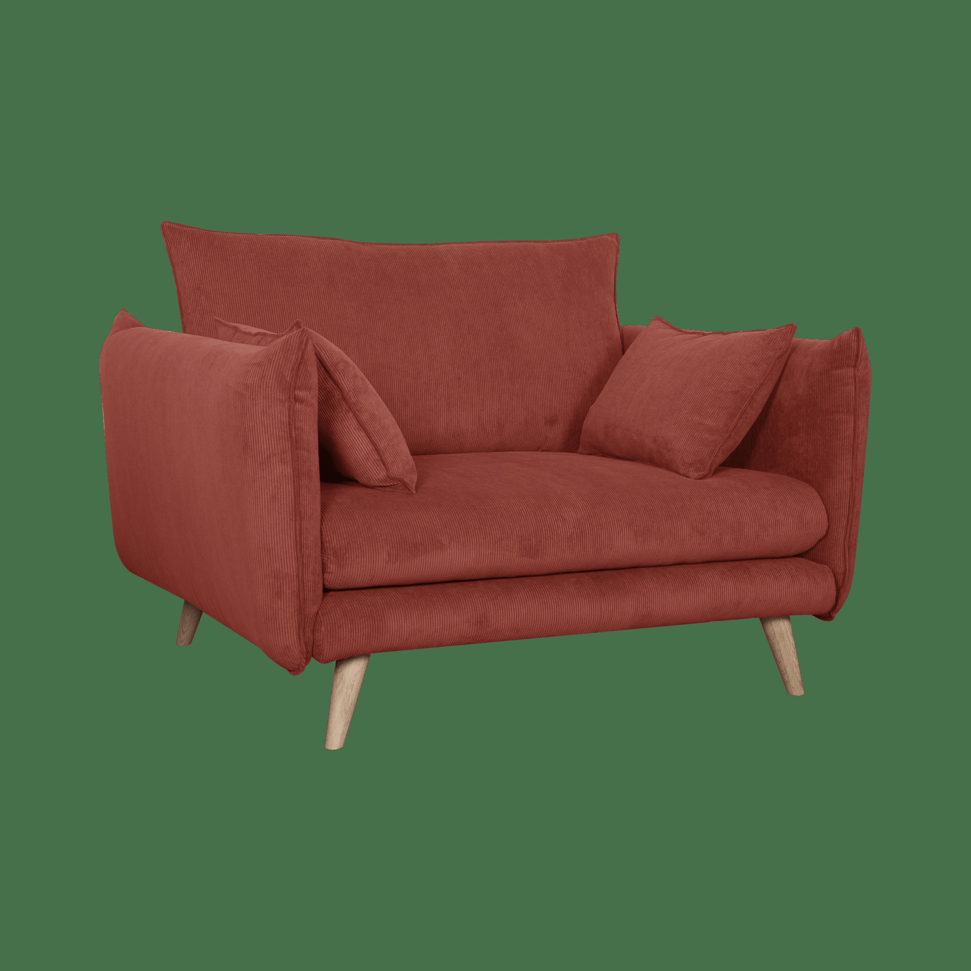 ORION - Fauteuil XXL tissu velours 1 place Framboise
