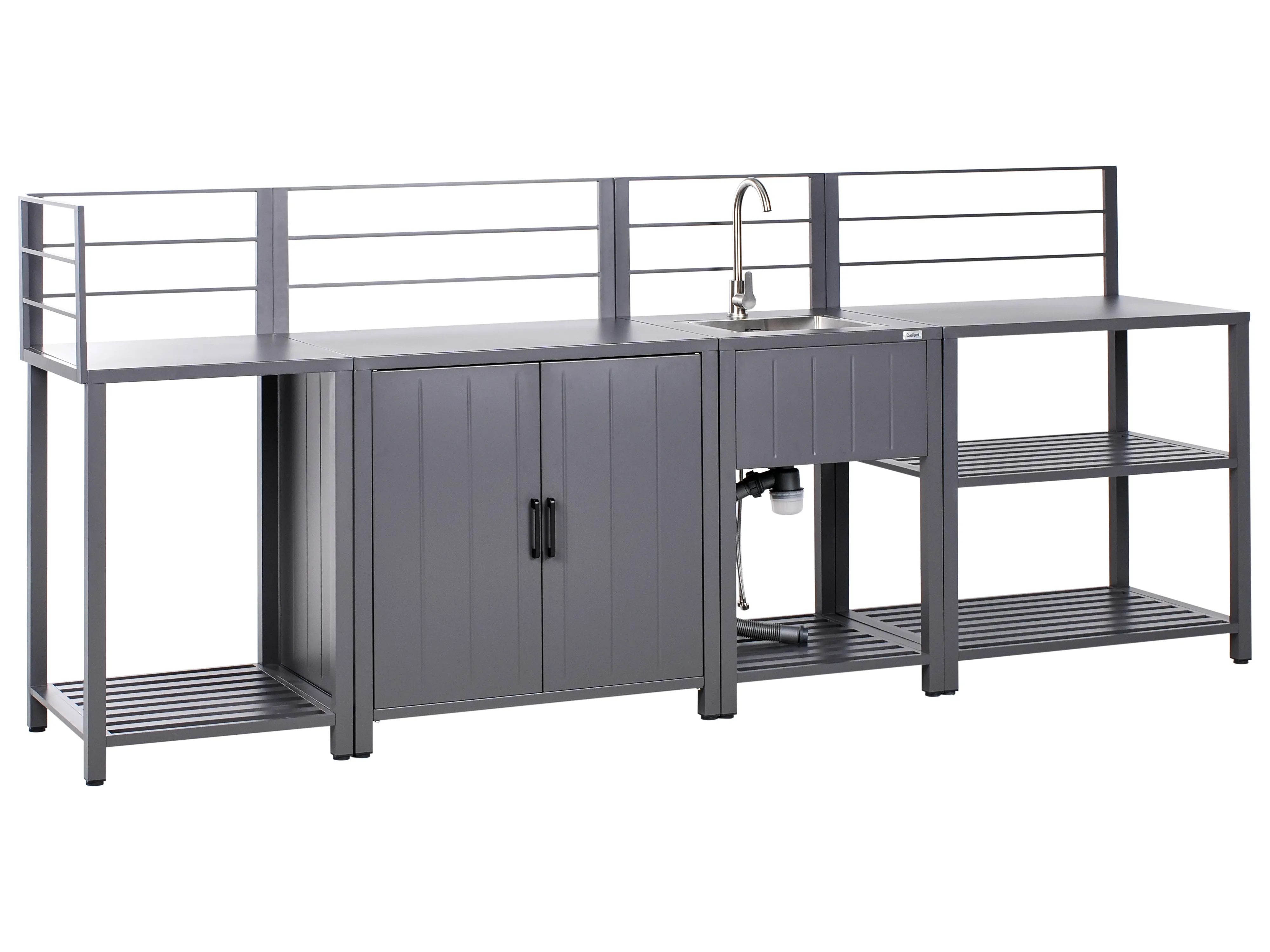 4 Piece Outdoor Kitchen Set with Sink VIGGIANO Metal Grey