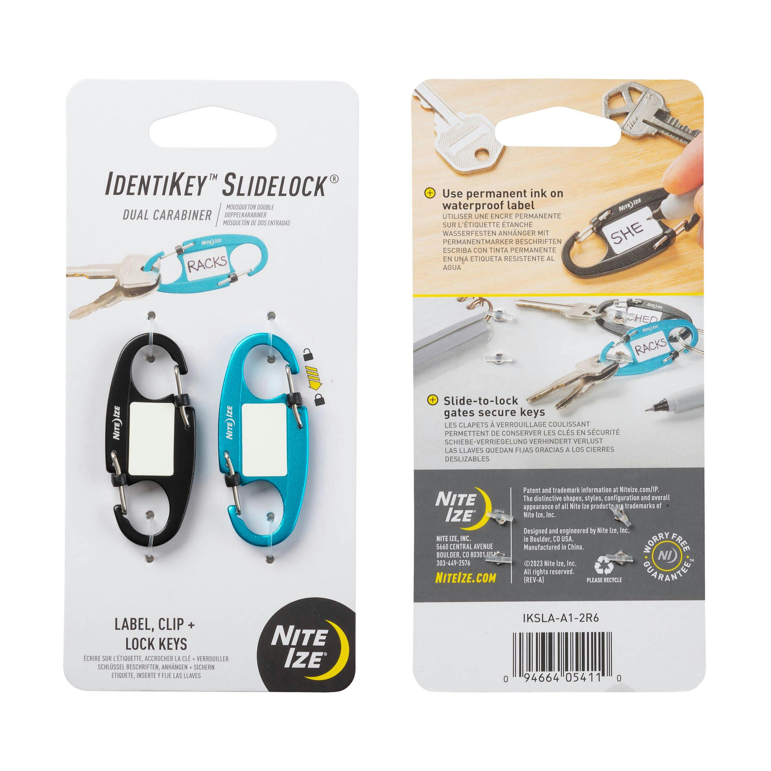 Nite Ize IdentiKey™ SlideLock® Aluminum Dual Carabiner, 2-pk