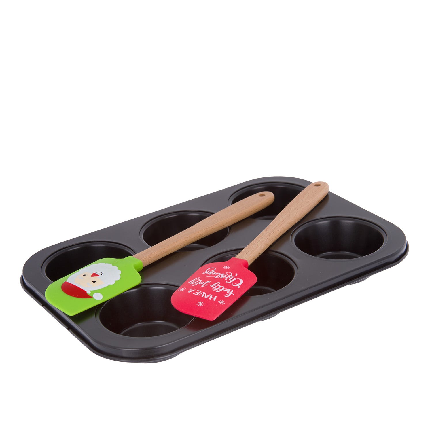 Set stampo 6 muffin con 2 spatole natalizie