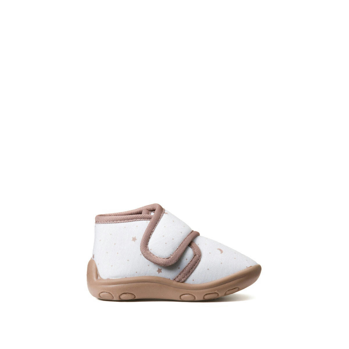 Chaussons à scratch, motif lune et pois