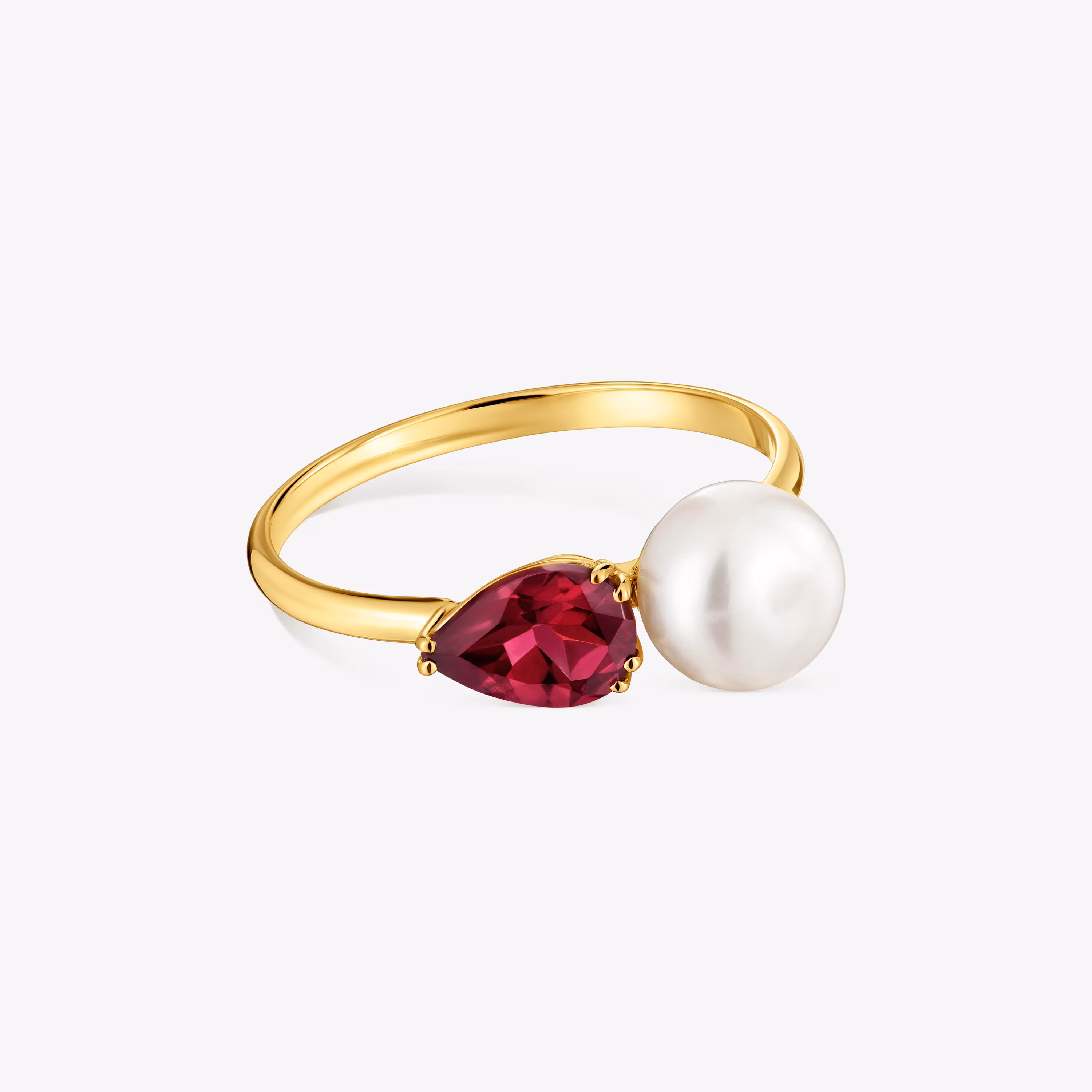 Anillo de oro, rodolita y perla cultivada Ivette