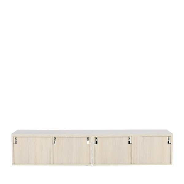 Nomi - Meuble TV suspendu 2 portes en bois L180cm - Bois blanchi
