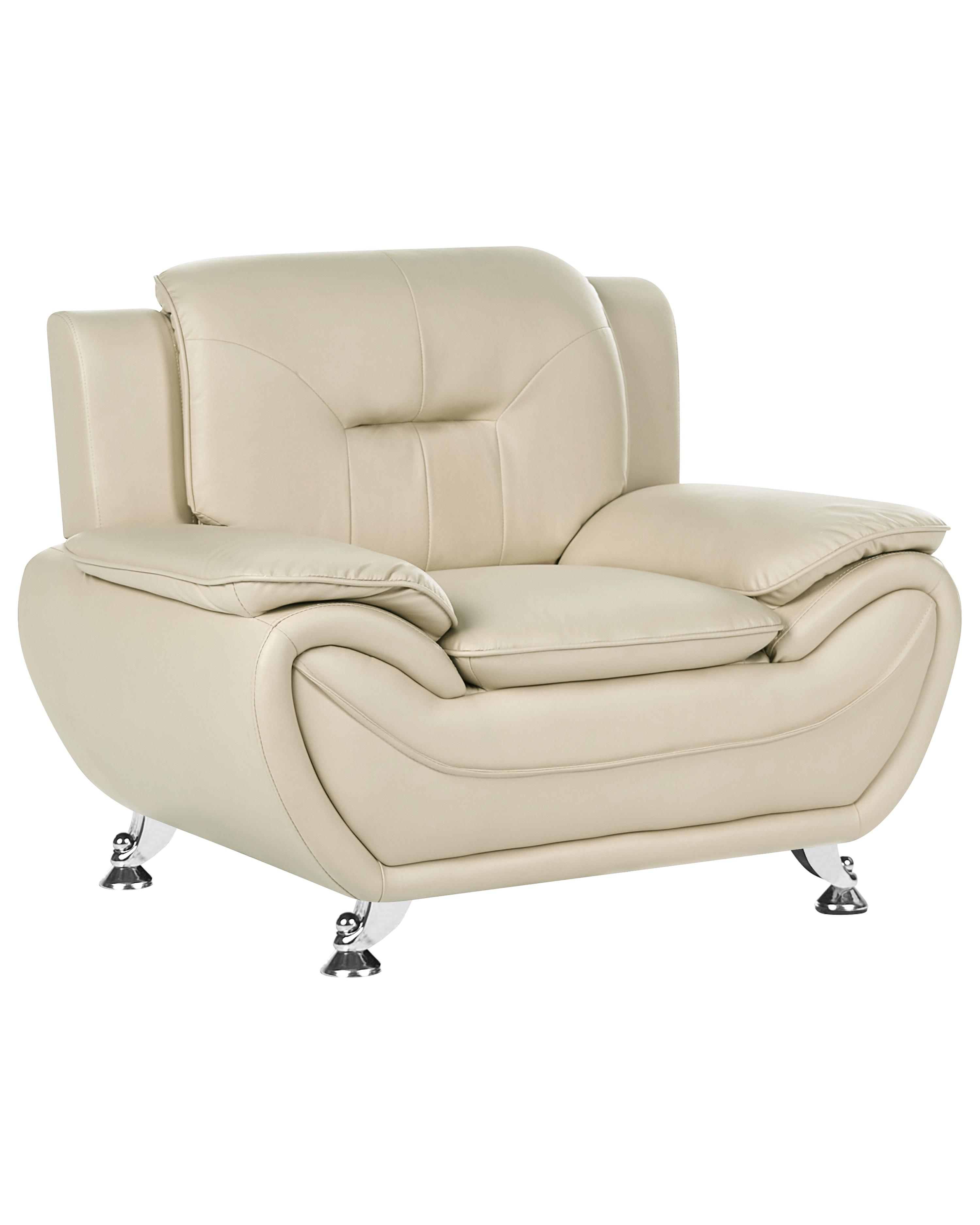 Living Room Set 6 Seater LEIRA Faux Leather Beige