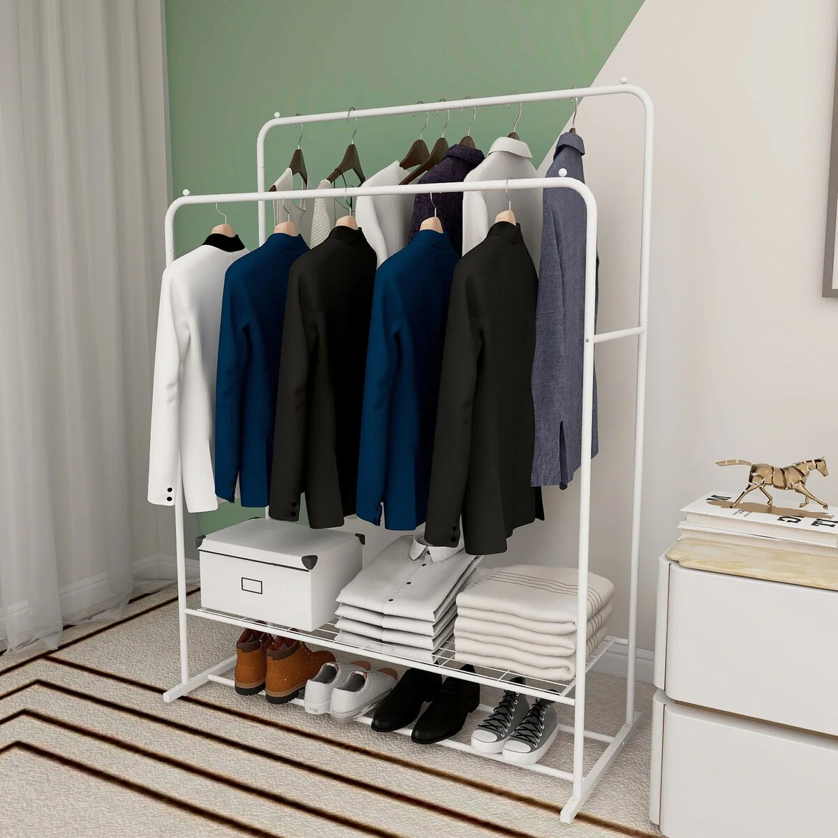 White Multifunctional Bedroom Freestanding Coat Racks