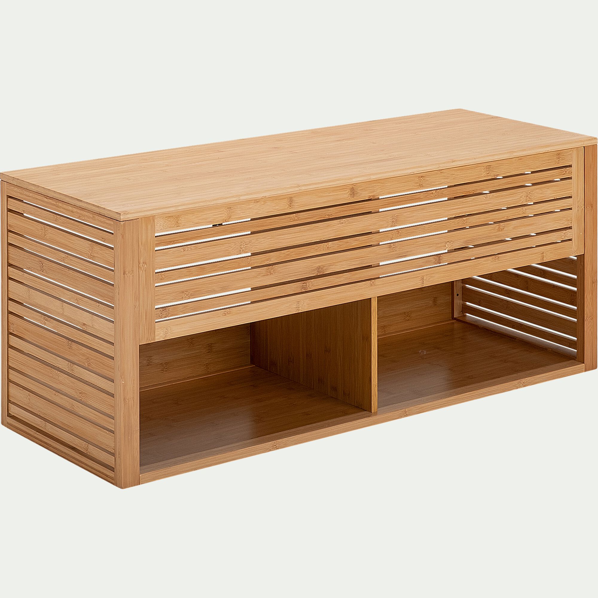 DANONG - Meuble double sous vasque murale en bambou - L120cm