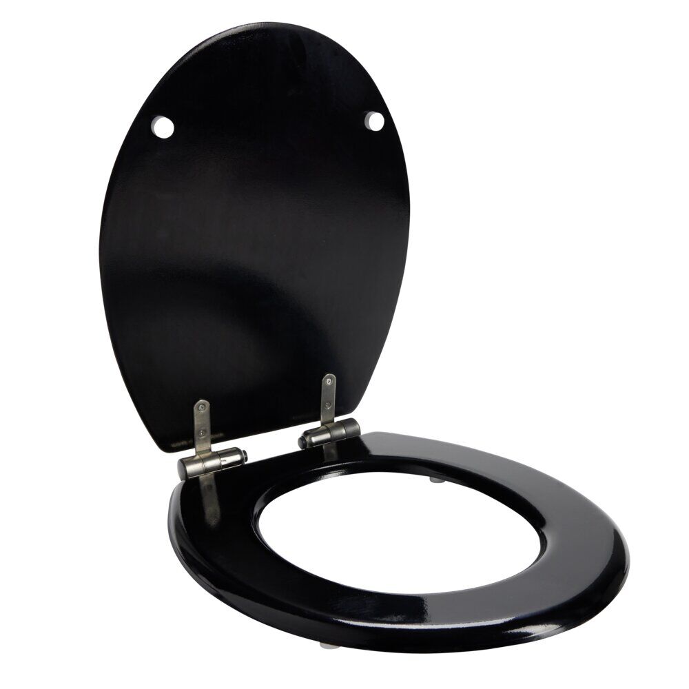 Abattant WC en bois noir déclipsable et frein de chute taille universelle