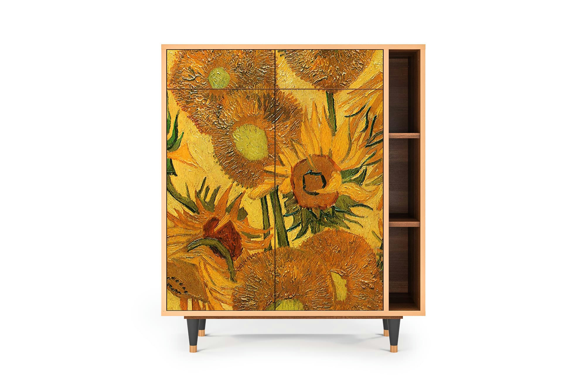 SUNFLOWERS BY VINCENT VAN GOGH - Buffet  jaune 2 tiroirs et 2 portes L 94 cm