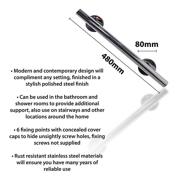 Barre d'appui - Aidapt VY475P - droite en acier inoxydable finition polie