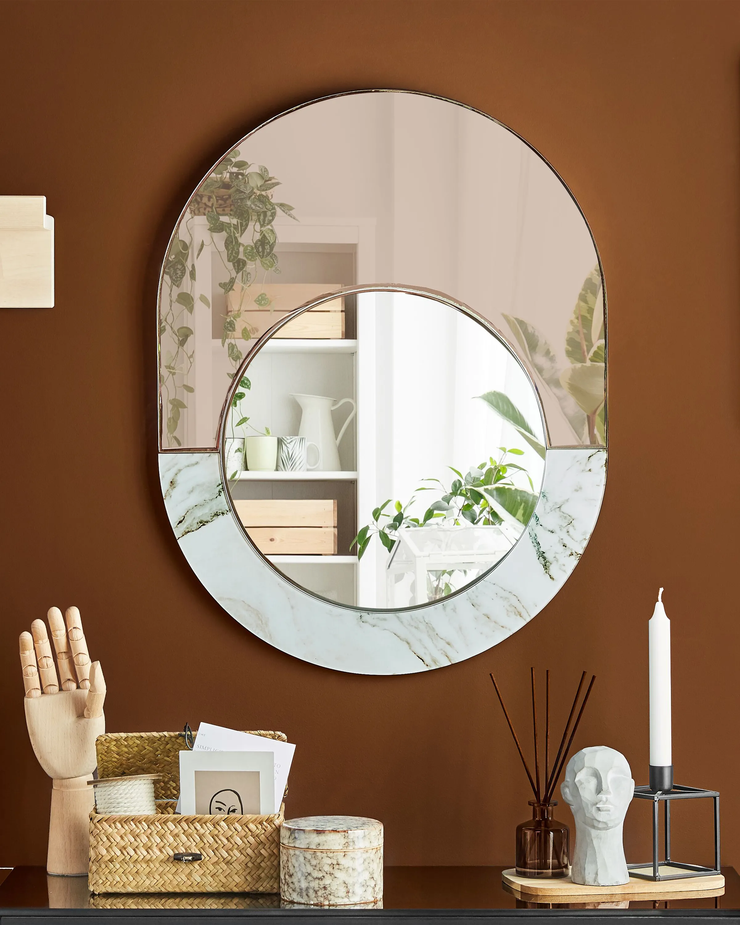Wall Mirror RETY 50 cm 65 cm Stone Rose Gold