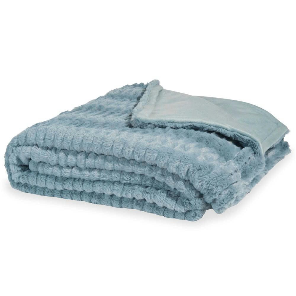 Cassandre - Plaid imitation fourrure bleue 150x200