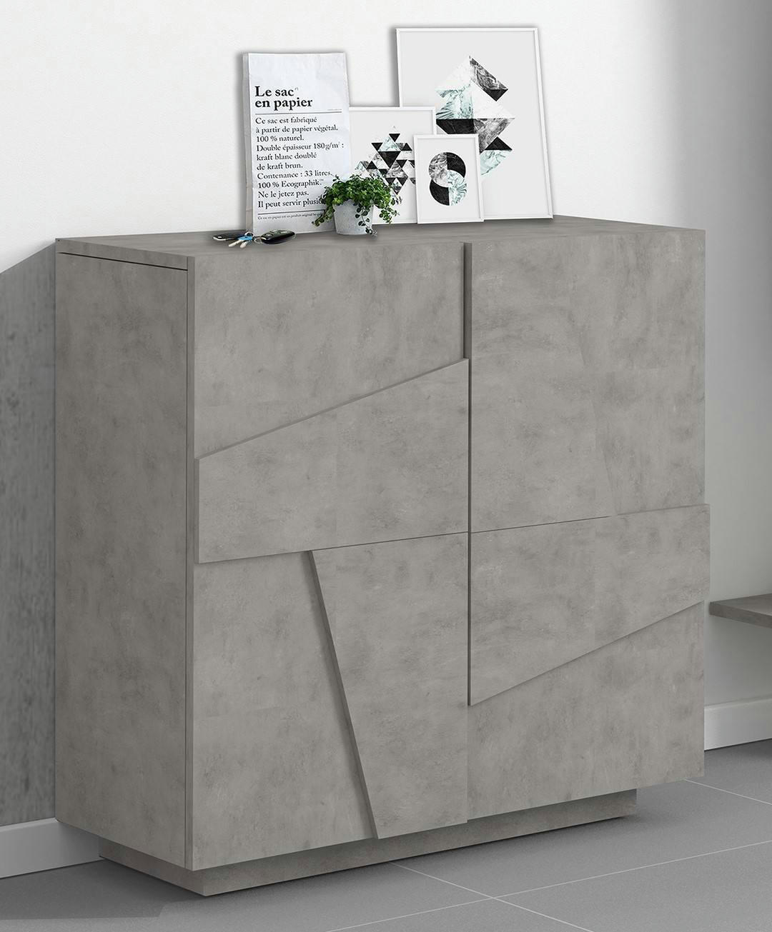 DFOGL - Meuble à chaussures avec 2 portes effet bois gris ardoise