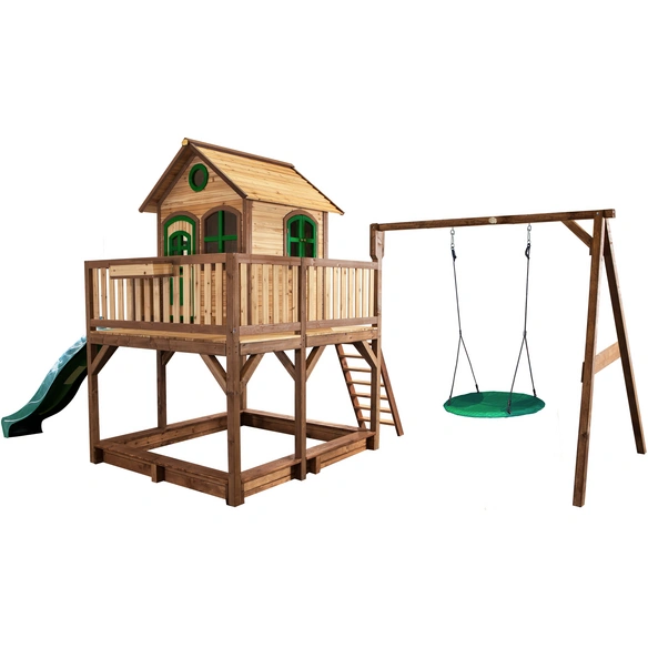 Kinderspielhaus »Liam«, BxHxT: 613 x 291 x 277 cm, Holz, braun/grün