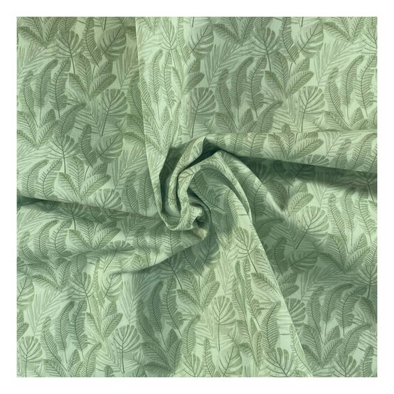 Sage Green Paradise Leaves Cotton Fabric by the Metre