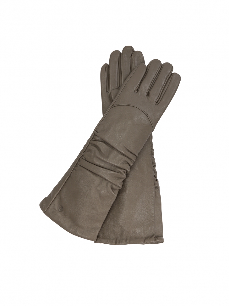 Elegant long leather gloves with touch screen function