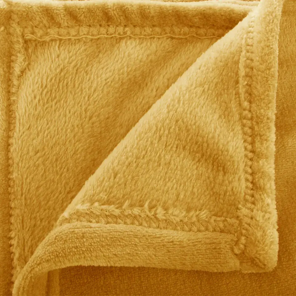 Atmosphera Plaid - mosterdgeel - polyester - 180 x 230 cm