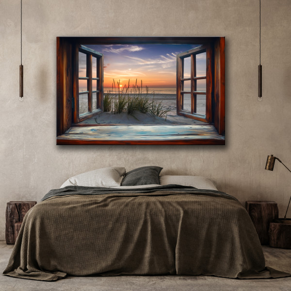 Feeby Obraz na płótnie, Widok z Okna Morze Plaża Natura 60x40